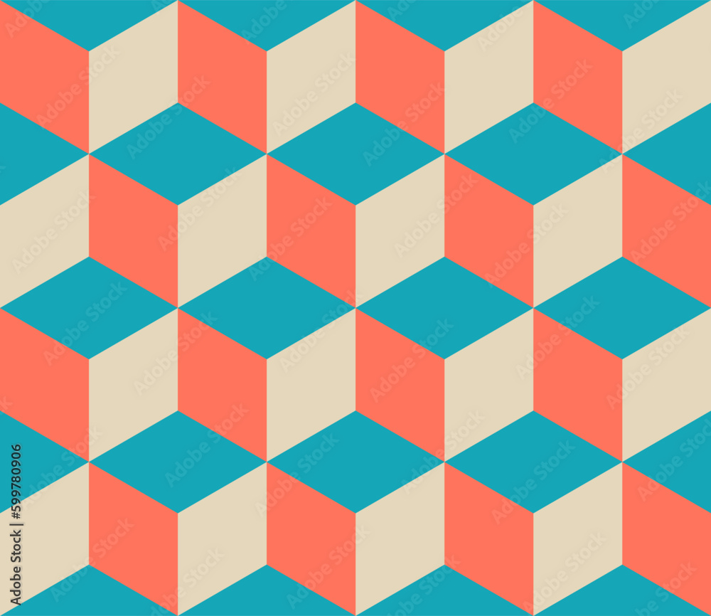 Seamless geometric 3d pattern with color cubes Seamless geometric 3d pattern with color cubes