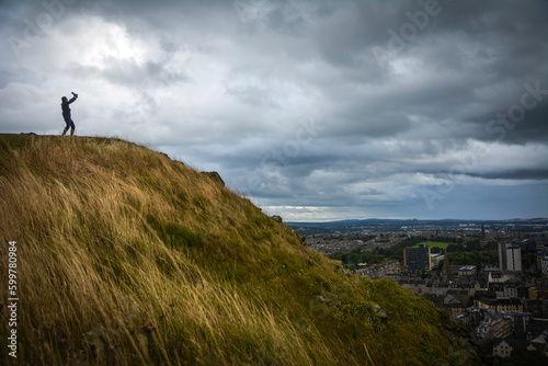 Fun Recreation of the Lion King Movie Famous Scene by the Cliffs of Salisbury Craigs, Edinburgh