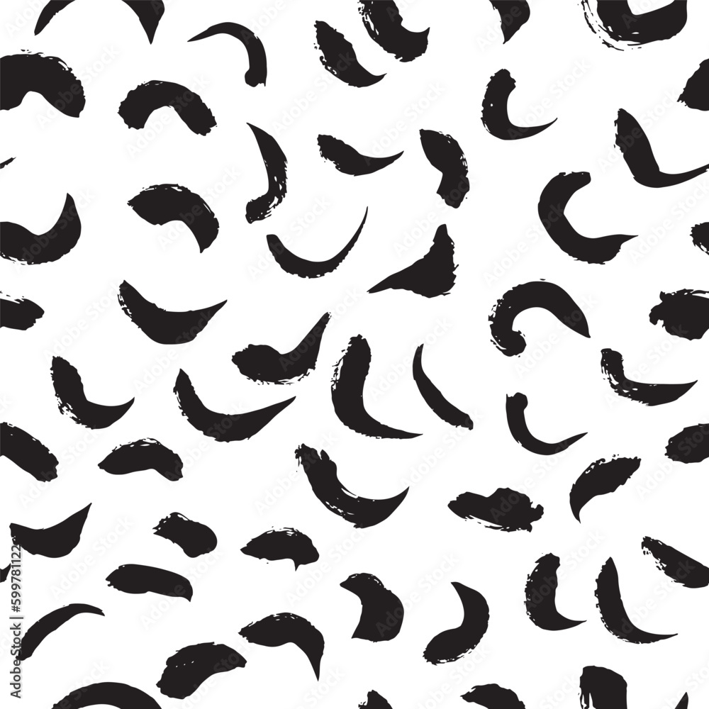 Abstract seamless pattern with black paint strokes