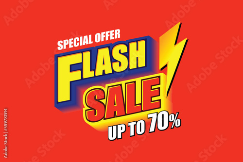 Flash Sale Shopping banner with Thunder sales banner template design for social media and website. Special Offer, Limited Only time and Flash Sale campaign
