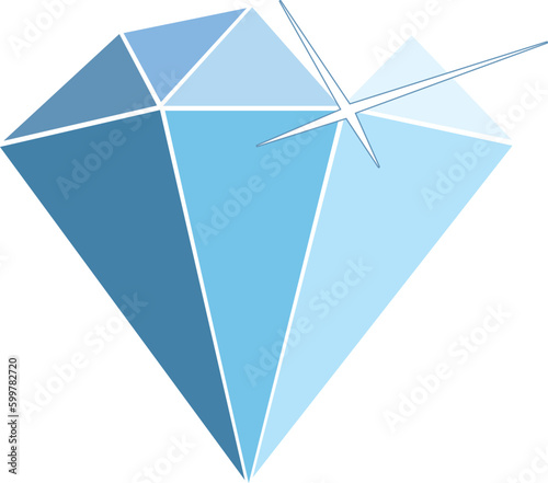 Diamond logo. Blue diamond symbol. Jewelry store sign.