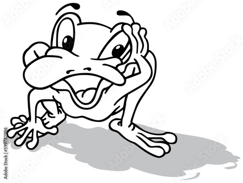 Drawing of a Surprised Frog with its Mouth Open