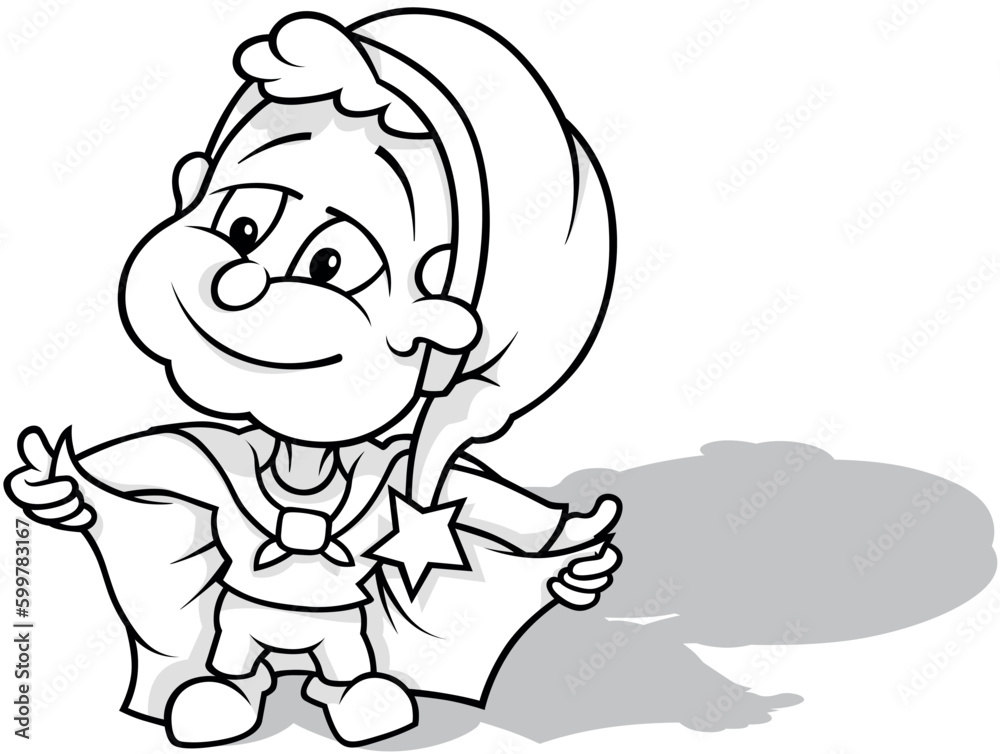 Obraz premium Drawing of a Standing Leprechaun in Clothes with a Cloak