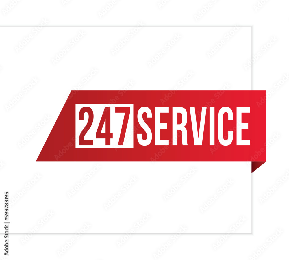 247 Service message on ribbon banner. Vector illustration. 247 Service message on ribbon banner. Vector illustration.