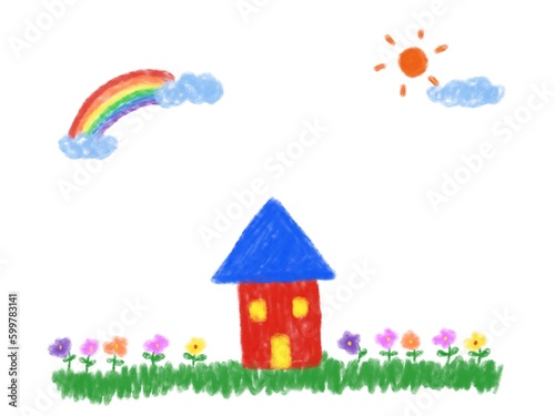 house and rainbow
