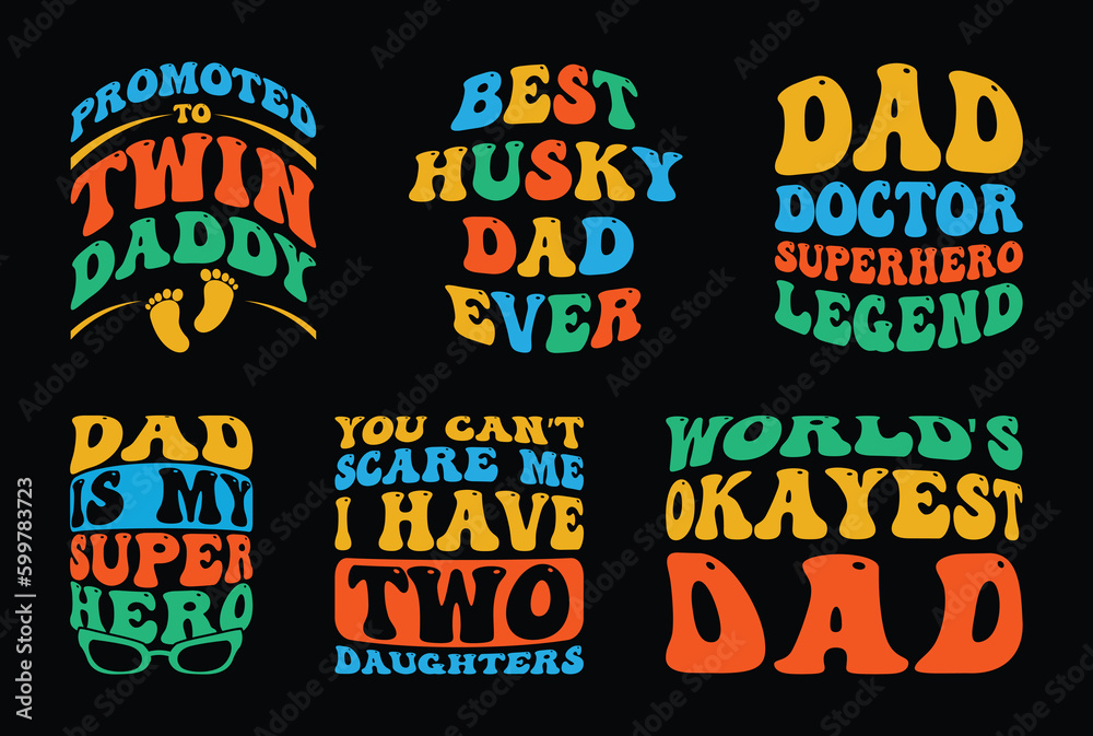 Father's Day T shirt Design Bundle, vector Father's Day T shirt  design, Dad shirt, Father typography T shirt design Collection