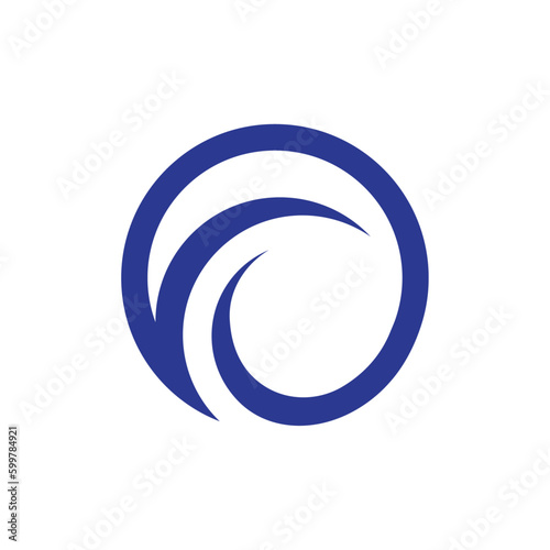 Ocean waves in a circle. Minimalistic and simple vector design