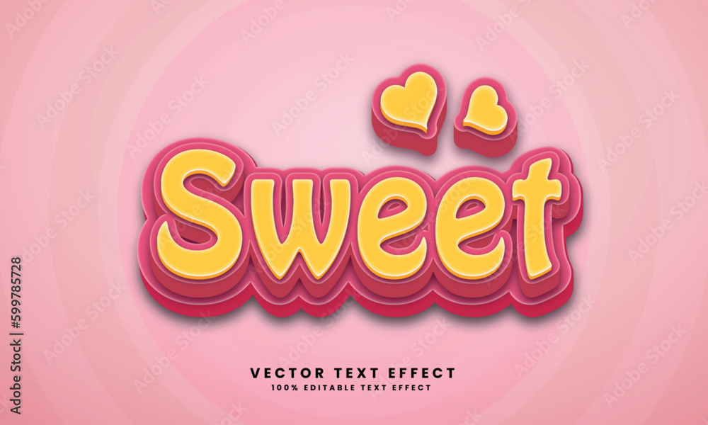 Sweet 3d Vector editable text effect with background