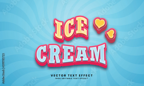 Ice Cream 3d Vector editable text effect with background