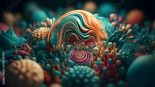 Multi dimensional paper quilling. Abstract 3D Geometrical background. Generative AI.
