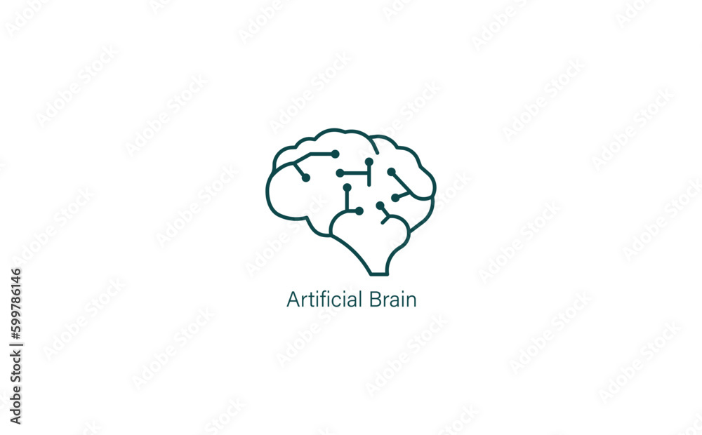 Vector Illustration of Artificial Brain: Replicating the Functions of the Human Brain