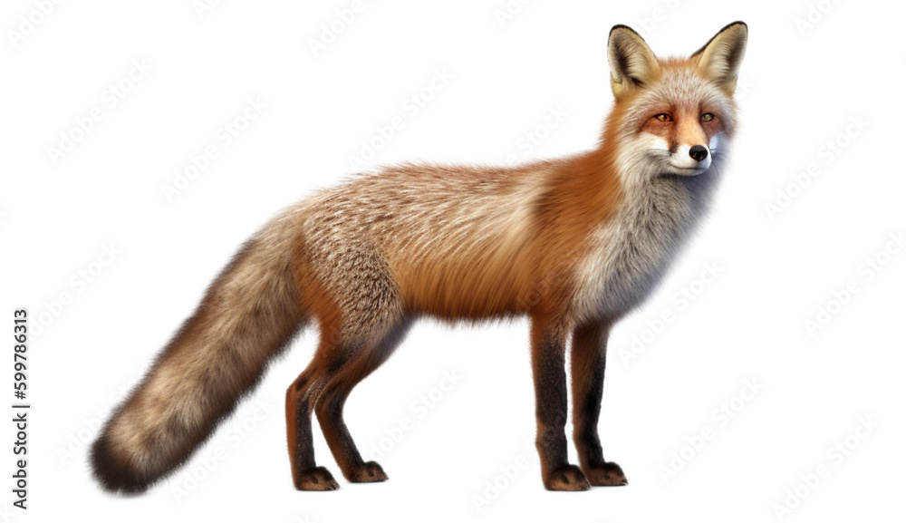 Fototapeta premium Fox isolated on transparent background cutout image