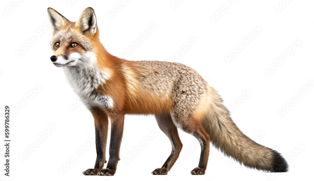 Fototapeta premium Fox isolated on transparent background cutout image