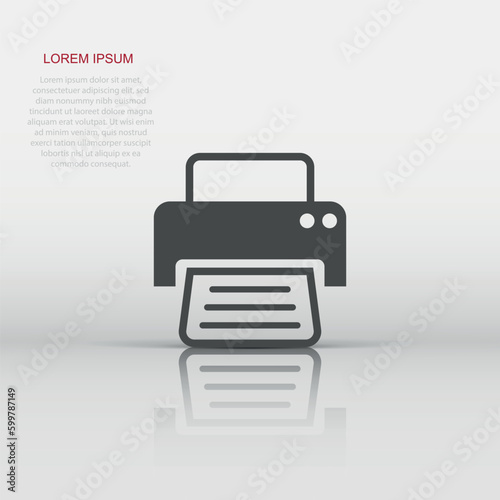 Printer icon. Vector illustration. Business concept document printing pictogram.