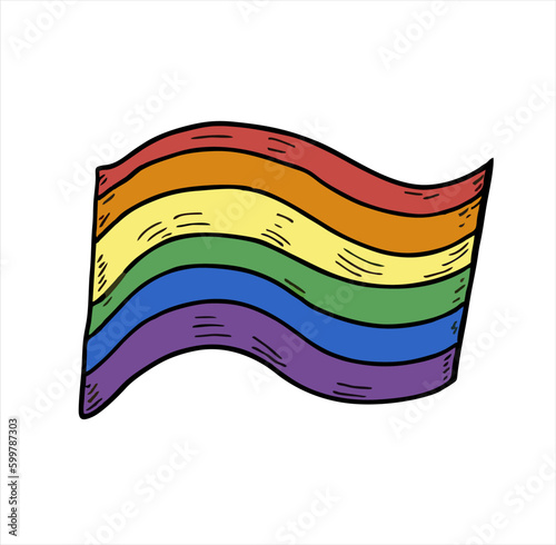 Rainbow flag hand drawn illustration design  LGBT flag. Pride Movement vector in color and dimensions