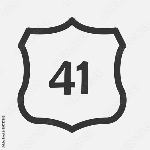 US 41 highway road. Travel information sign. Interstate highway shields used in the US. Vector illustration