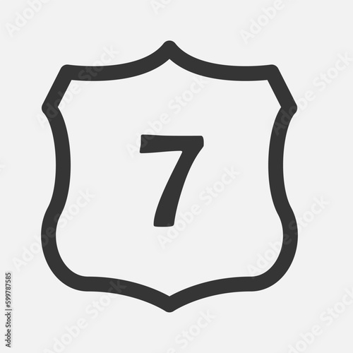 US 7 highway road. Travel information sign. Interstate highway shields used in the US. Vector illustration