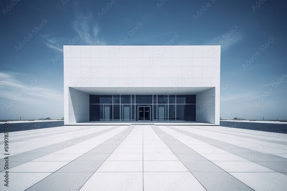 Fototapeta premium modern minimalistic building ground view, generative ai