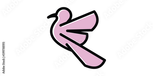 bird minimalist logo design line icon vector illustration