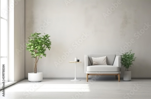 White chairs on flat background, generative ai