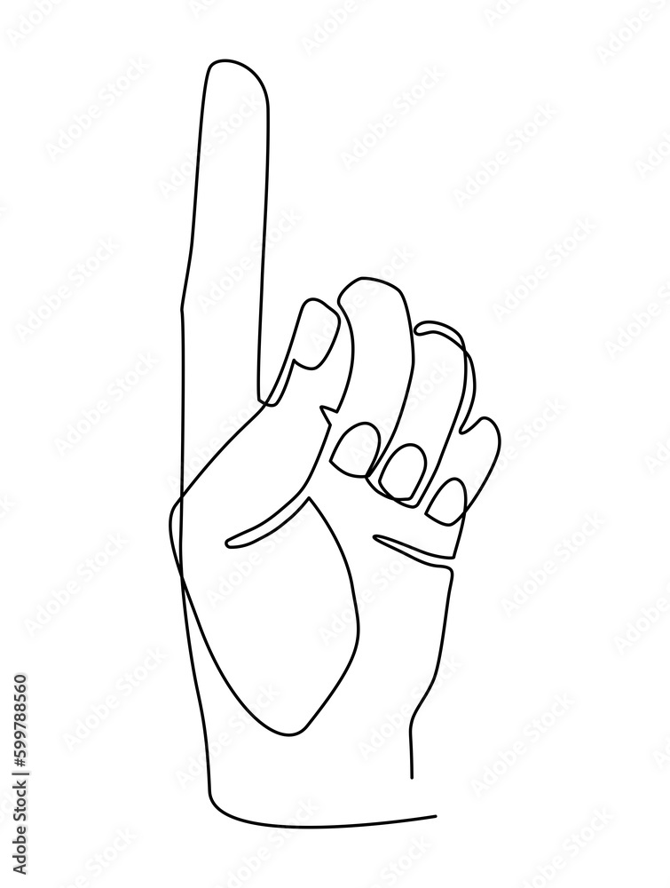 Gestures. Index finger up. The hand is clenched into a fist. Continuous
