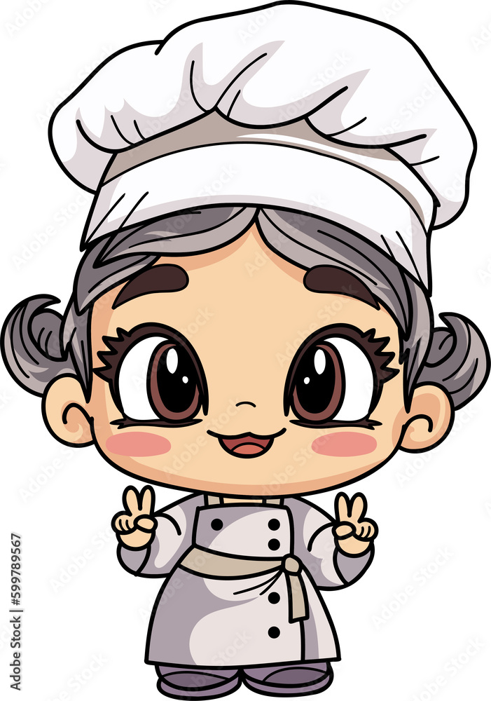 Happy chef male character illustration in doodle style Happy chef male character illustration in doodle style