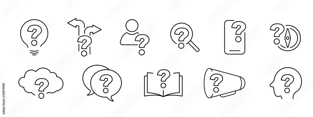 Question sign different icon set illustration