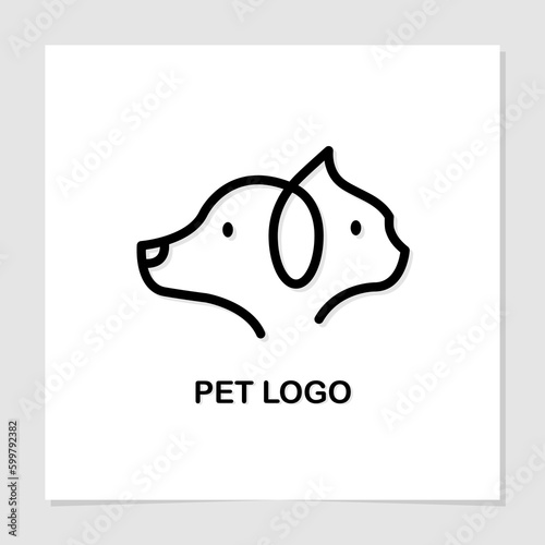 Dog and cat logo design, simple outline. Vector Illustration
