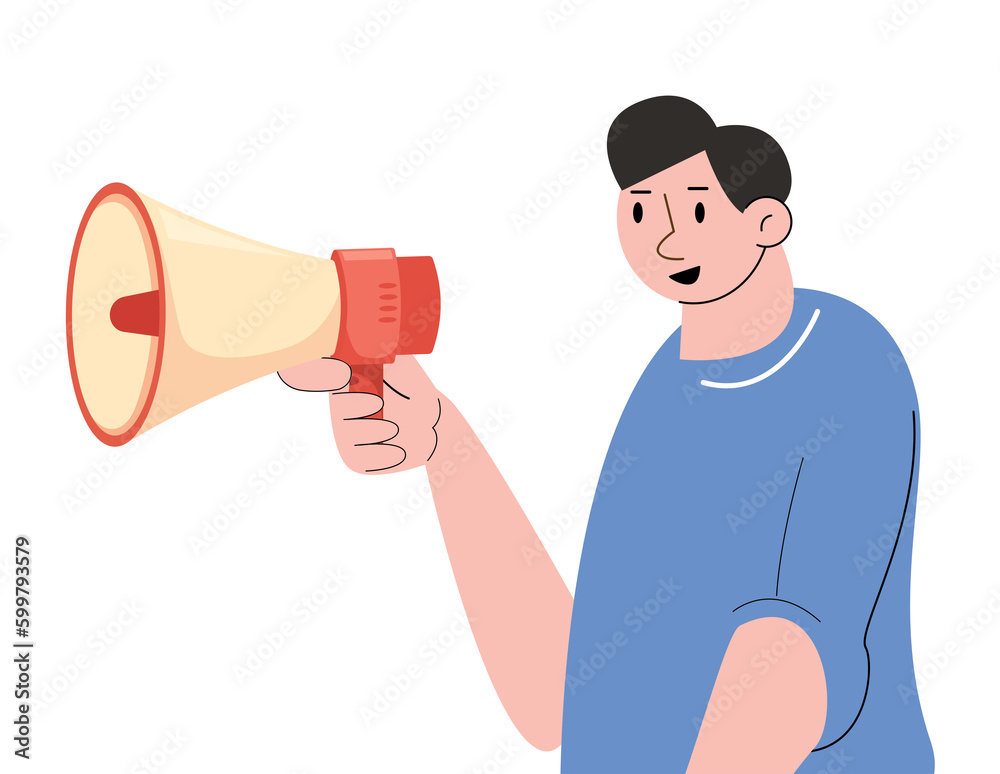 man holding megaphone. media marketing	
