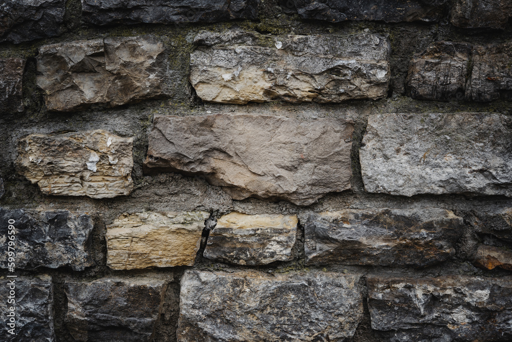 Nahaufnahme einer Steinmauer Nahaufnahme einer Steinmauer