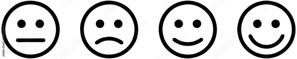 Face smile icon positive, negative neutral. Emoji icons for rate of ...