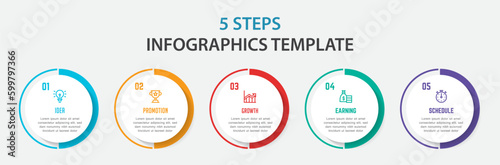 Vector Infographic design with icons and 5 options or steps. Infographics for business concept. Can be used for presentations banner, workflow layout, process diagram, flow chart, info graph