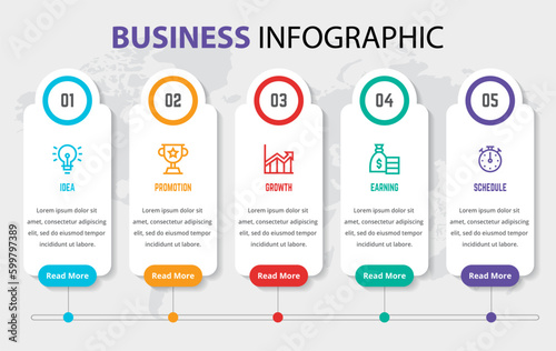 Vector Infographic design with icons and 5 options or steps. Infographics for business concept. Can be used for presentations banner, workflow layout, process diagram, flow chart, info graph