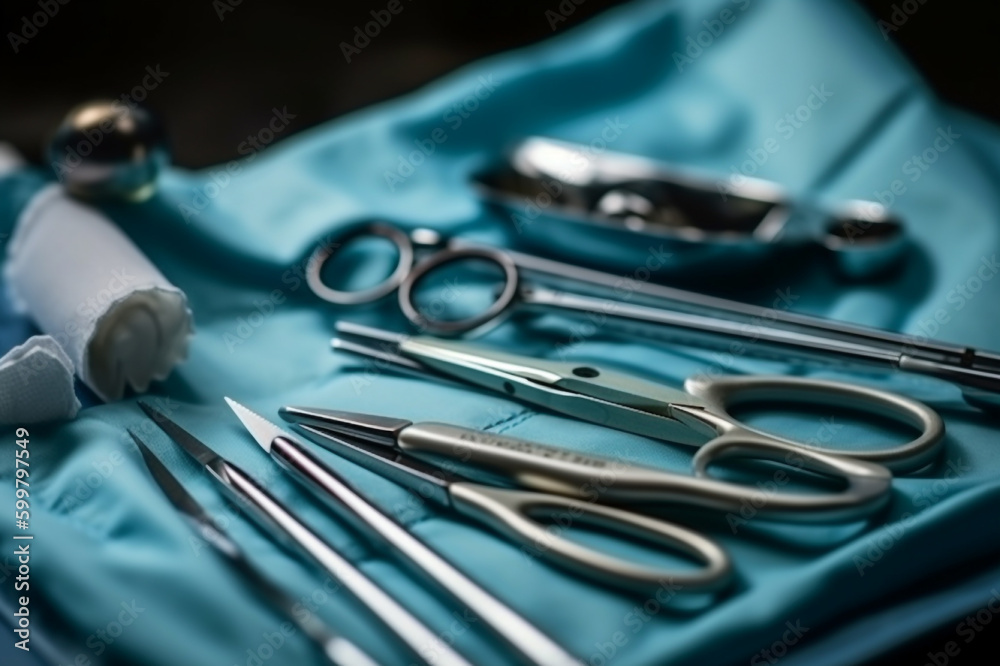 Doctor tools for surgery are prepared properly created with Generative AI technology.