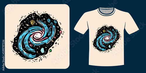 galaxy doodle illustration for t-shirt design