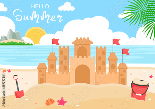 Beach Sand Castle Illustration