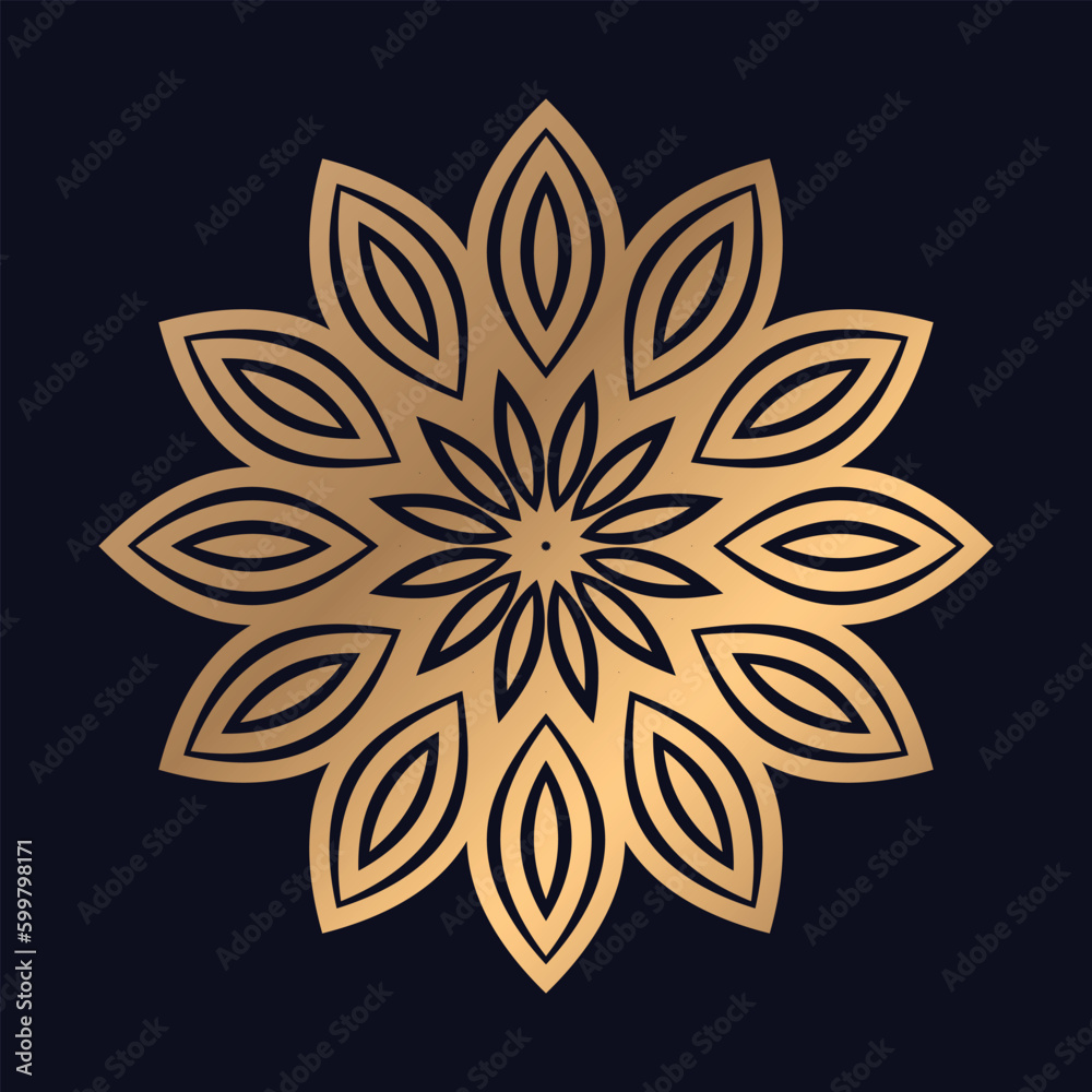 Mandala background with Colorful golden arabesque pattern gold color