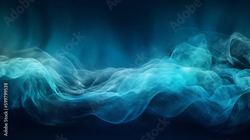 blue smoke wave on a black background. Generative Ai