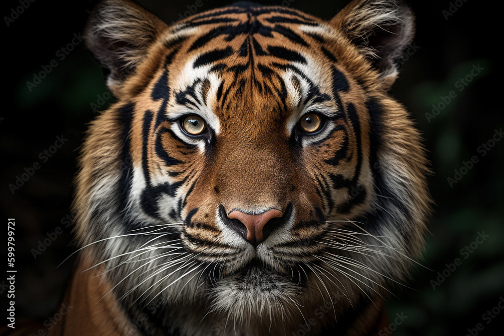 close - up of the face of a tiger. Generative Ai
