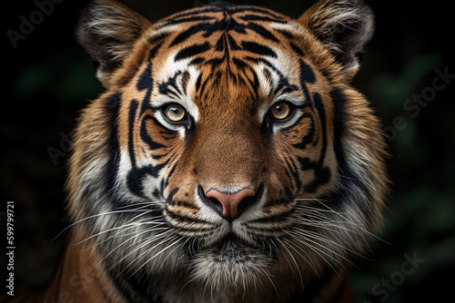 close - up of the face of a tiger. Generative Ai
