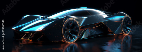  futuristic looking car with glowing lights on it. Generative Ai
