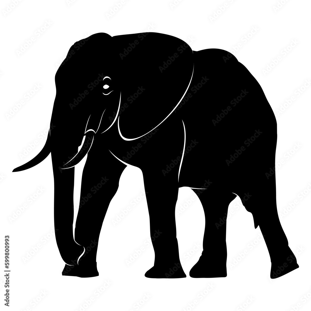 Fototapeta premium elephant silhouette isolated on white