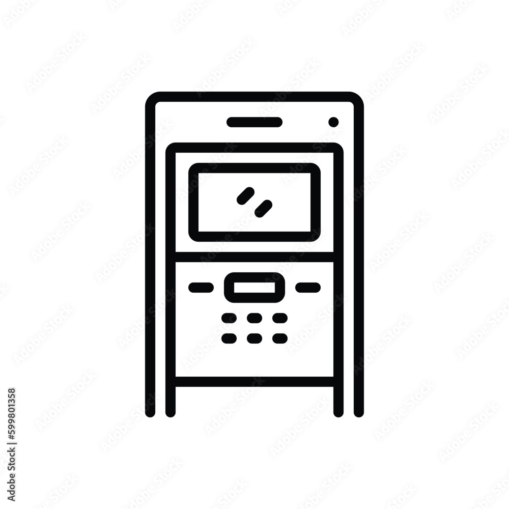 Black line icon for atm 