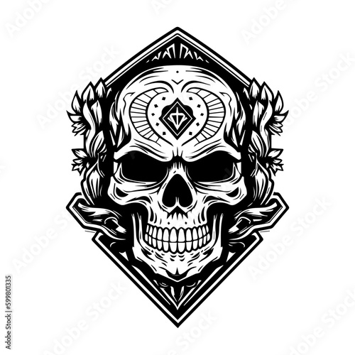 Mexican skull emblem logo capture the rich heritage and symbolism of Mexico, perfect for designs that celebrate Mexican culture and tradition.