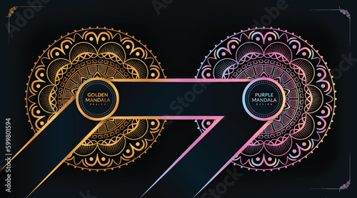 Vector amazing luxury ornamental mandala design coloring background in gold color and pink color Round gradient floral mandala patterns design