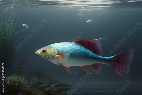 ai-generated illustration of a colorful tropical Fish underwater 