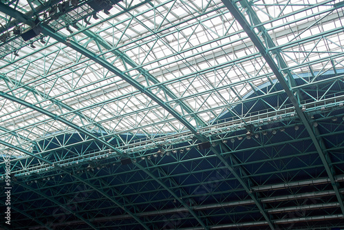 Wallpaper Mural Metal structures of the roof of a building of a large area. Large span steel structures Torontodigital.ca