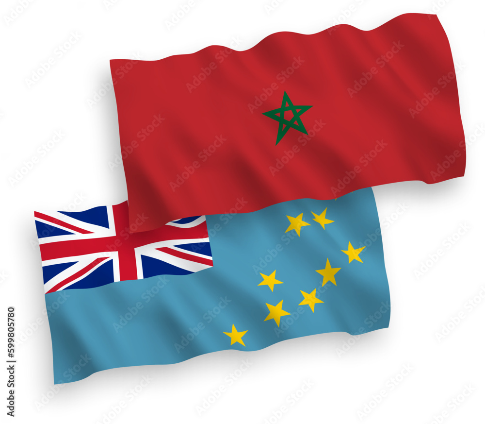 Flags of Tuvalu and Morocco on a white background Flags of Tuvalu and Morocco on a white background