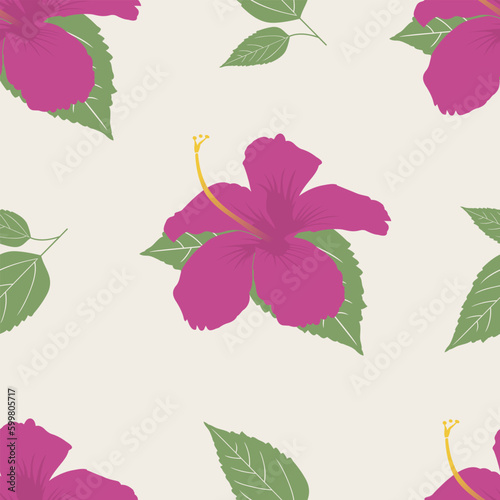 Hawaiian Hibiscus Flower Seamless Pattern
