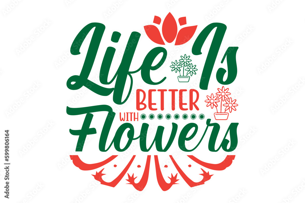 Fototapeta premium Flowers typography illustration